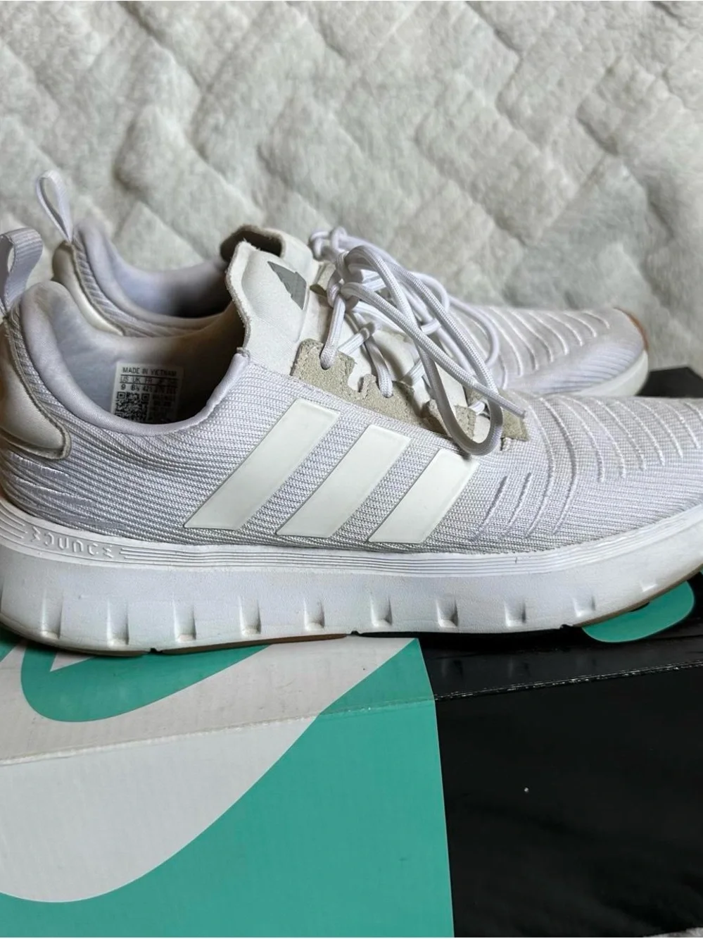 adidas Men’s White Sneakers with Gum Toe Accents size 11